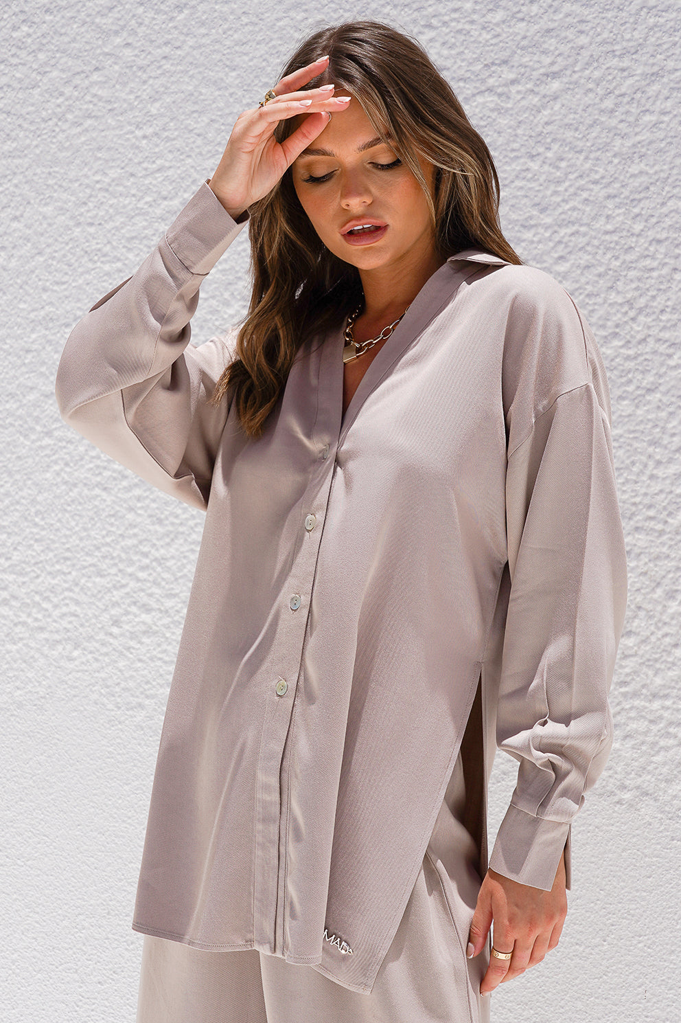 Sustainable Button Down Long Sleeve Top